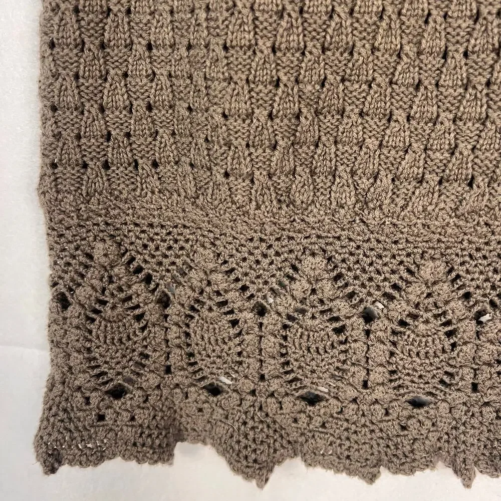 Athleta Brown Crochet Knit A-Line Skirt Scalloped Hem M Medium EUC